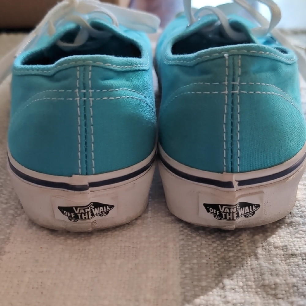 Vans Blue and White Canvas Sneakers Classic Lace-Up - Picture 2 of 12